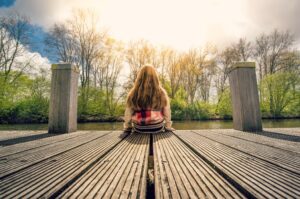 a girl sitting alone